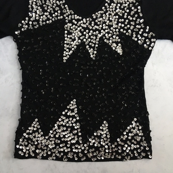 Hand Sewn Black Sparkly Sequin Pullover Sweater - Picture 10 of 10